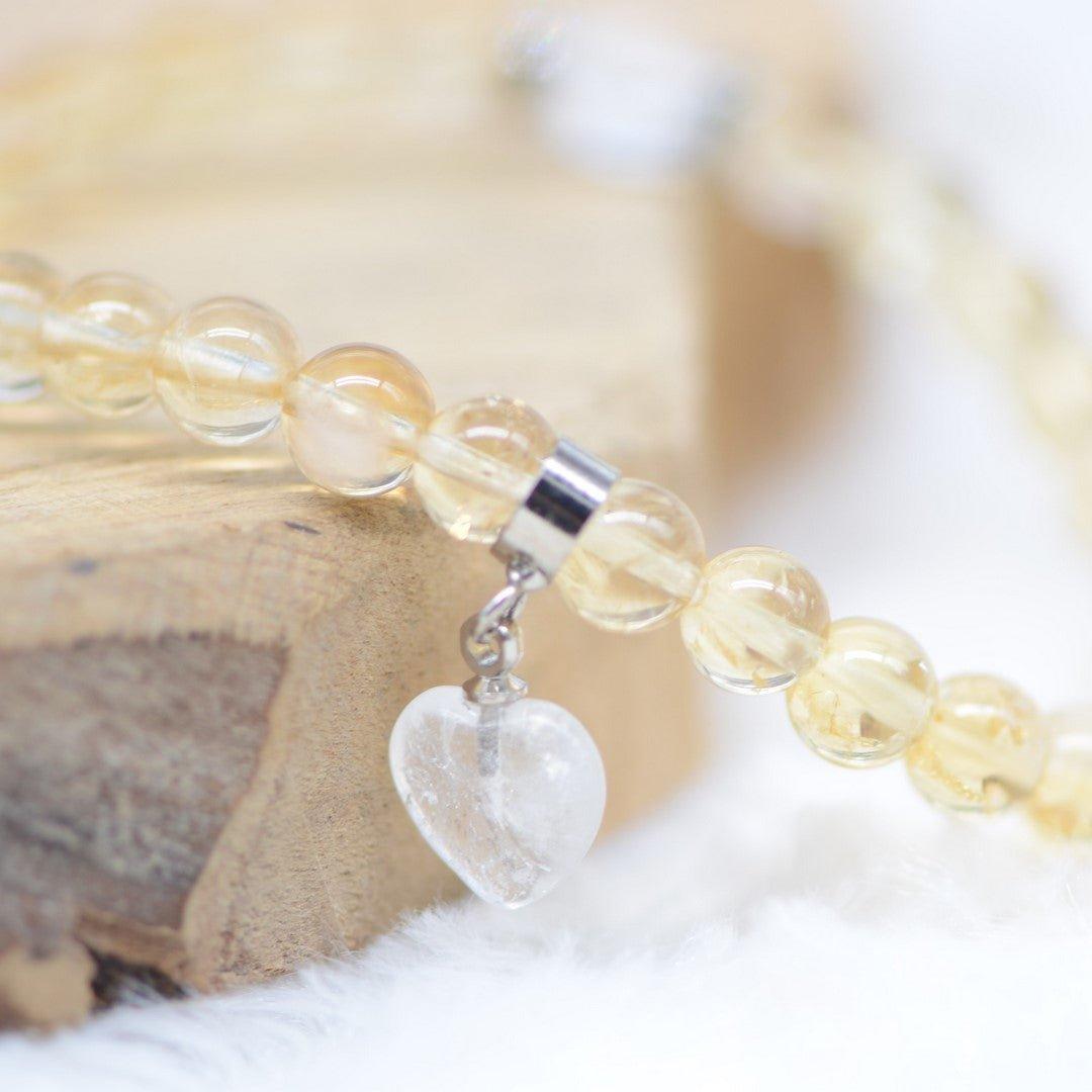 Bracelet "Réussite" en Citrine ( Cœur en quartz ) - lespierresdubienetre