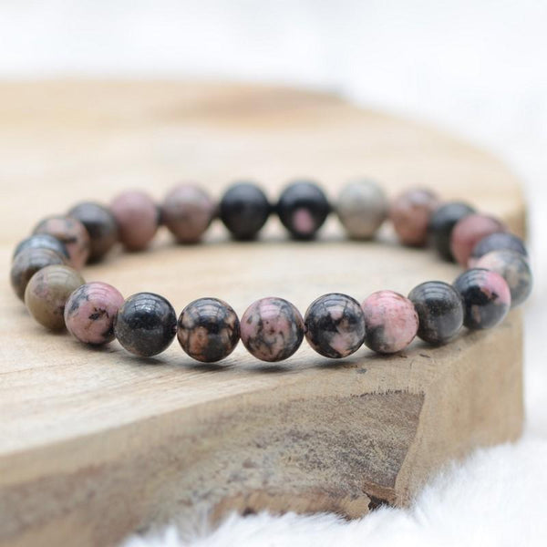 Bracelet pierre naturelle rhodonite femme et homme - Budget Beauté