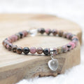 Bracelet "Soin" en Rhodonite (Cœur en Quartz)