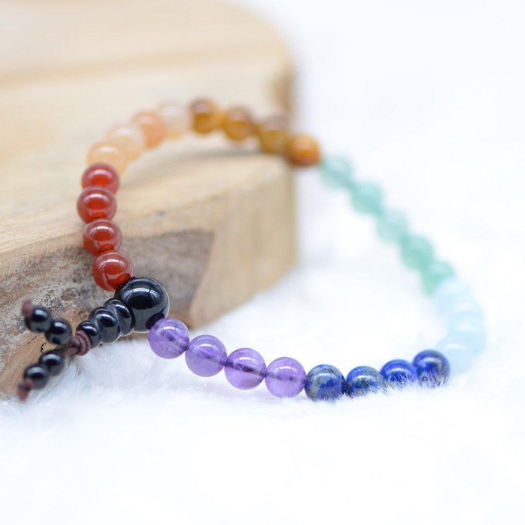 Bracelet "Volonté des 7 Chakras" Japa Mâla - lespierresdubienetre