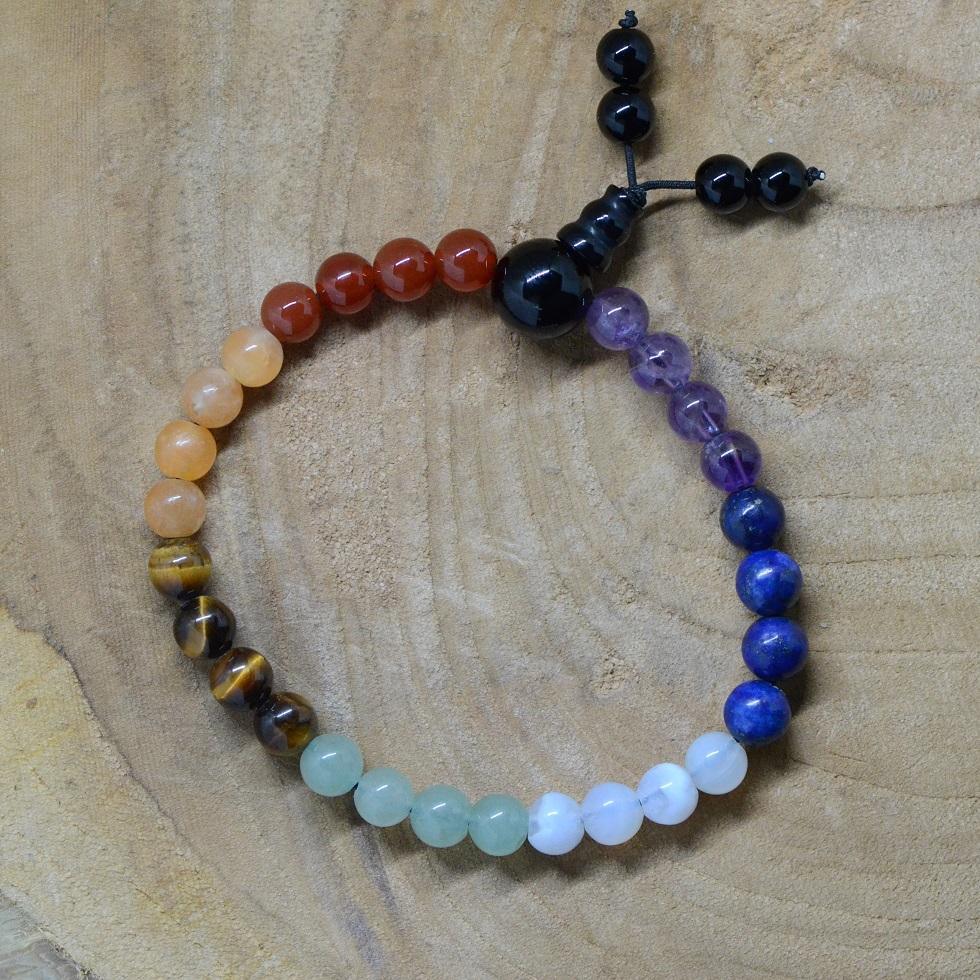 Bracelet "Volonté des 7 Chakras" Japa Mâla - lespierresdubienetre