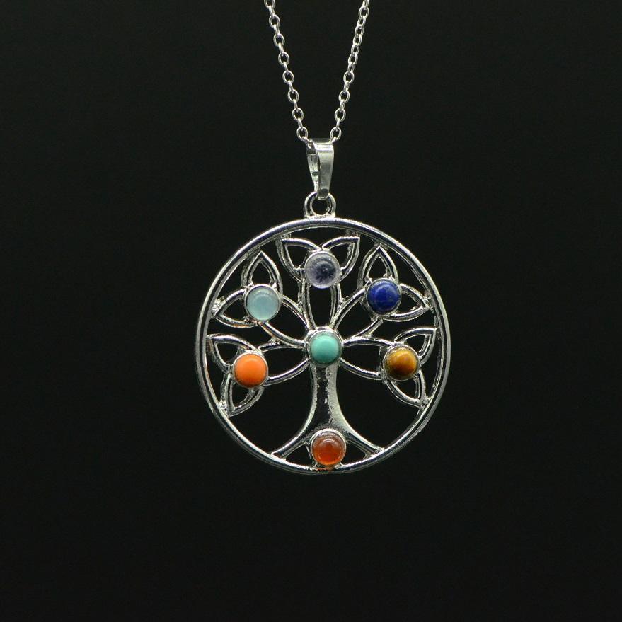 Pendentif "Arbre de vie" Cerclé 7 Chakras - lespierresdubienetre