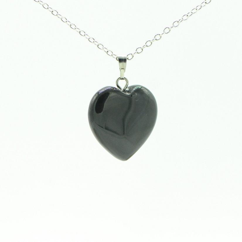 Pendentif "Bouclier" en Obsidienne Oeil céleste coeur 2 cm - lespierresdubienetre