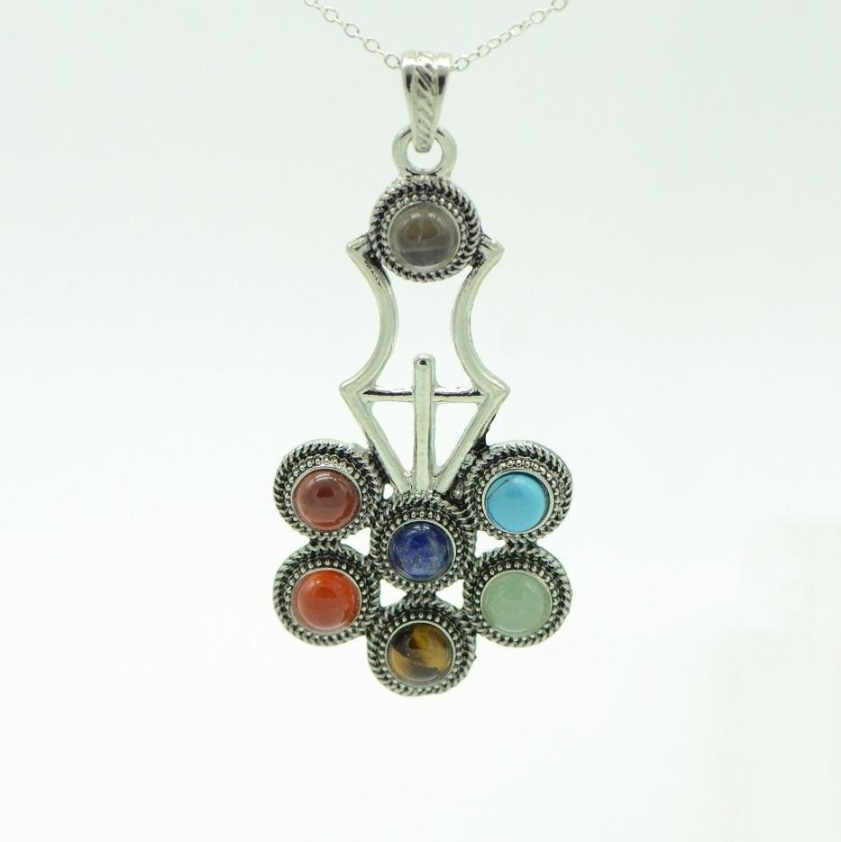 Pendentif "Fleur Antique" 7 chakras - lespierresdubienetre