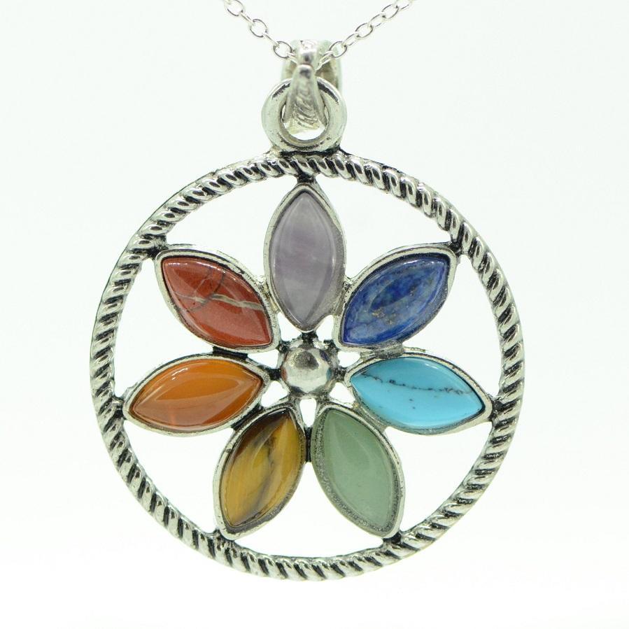 Pendentif "Fleurs des champs" 7 chakras - lespierresdubienetre