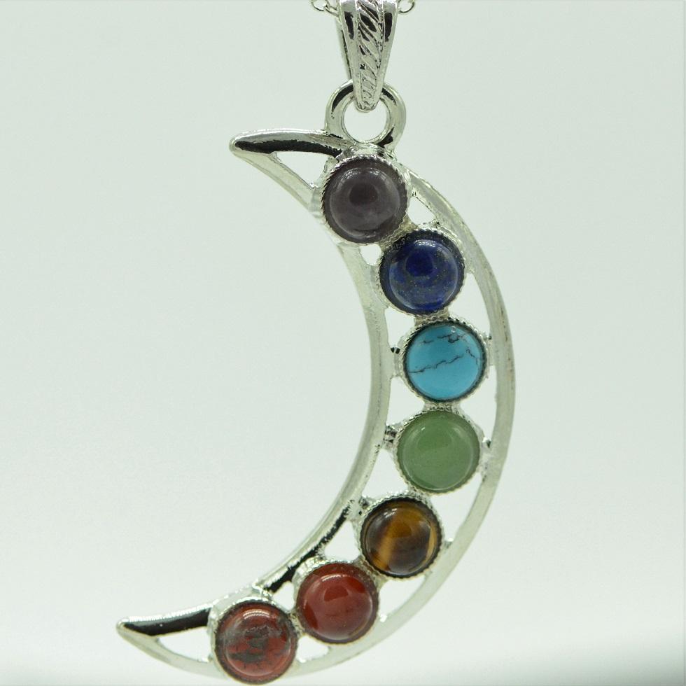 Pendentif "Lunaire" 7 chakras - lespierresdubienetre