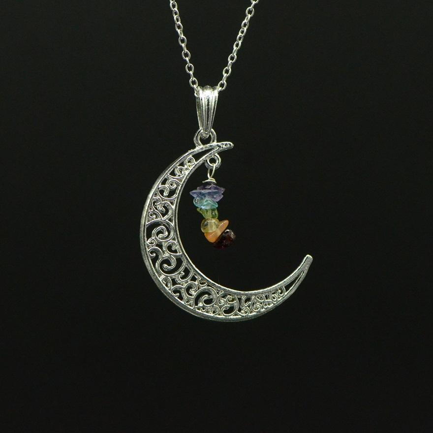 Pendentif "Lune" 7 chakras - lespierresdubienetre