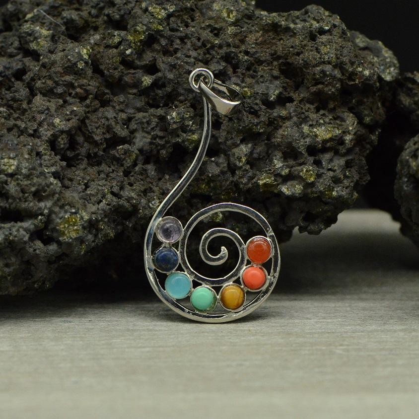 Pendentif "Vortex" des 7 Chakras - lespierresdubienetre