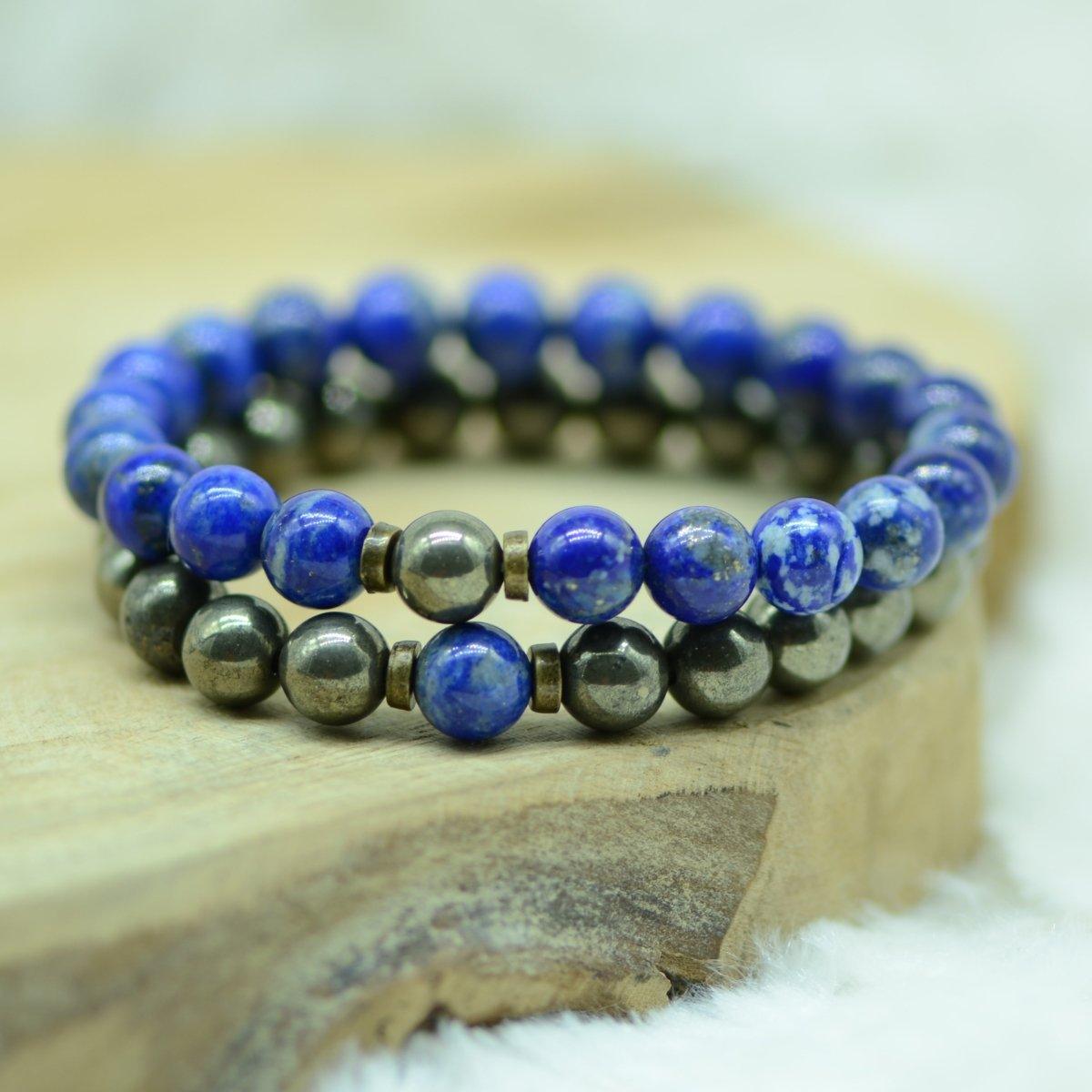 [PIECE RARE] Bracelet "Duo Égyptien" en Lapis Lazuli d'Afghanistan et Pyrite - lespierresdubienetre