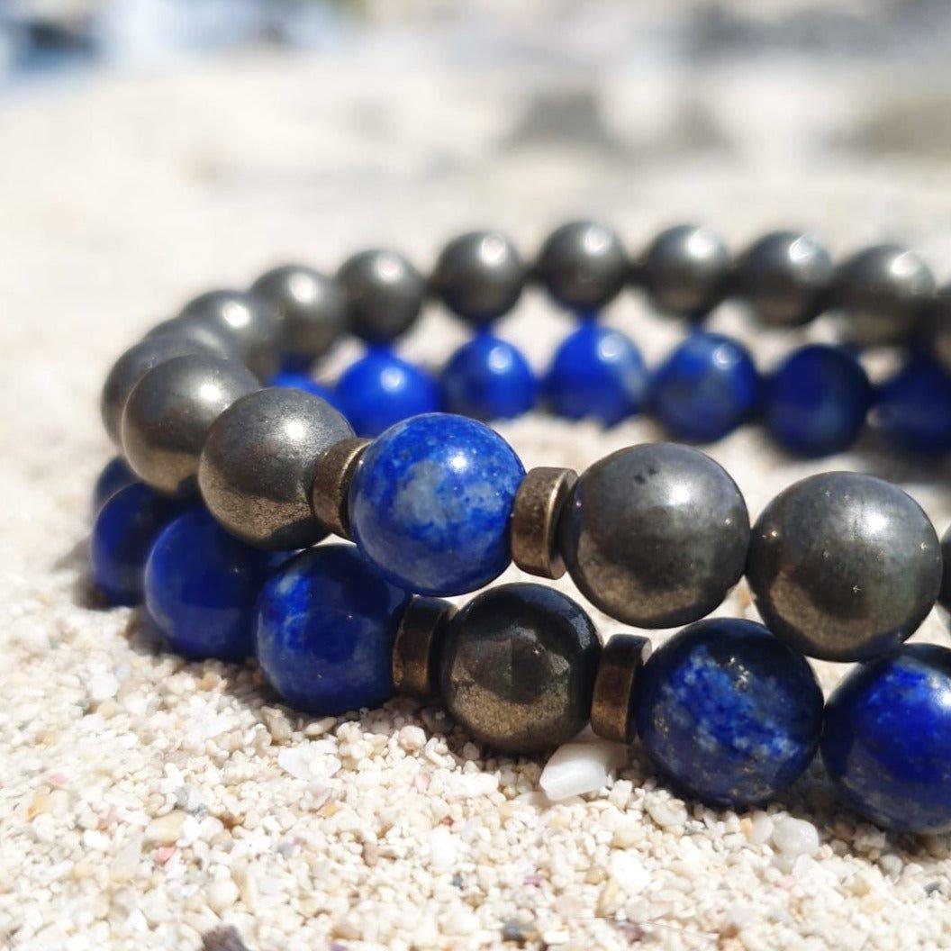 [PIECE RARE] Bracelet "Duo Égyptien" en Lapis Lazuli d'Afghanistan et Pyrite - lespierresdubienetre