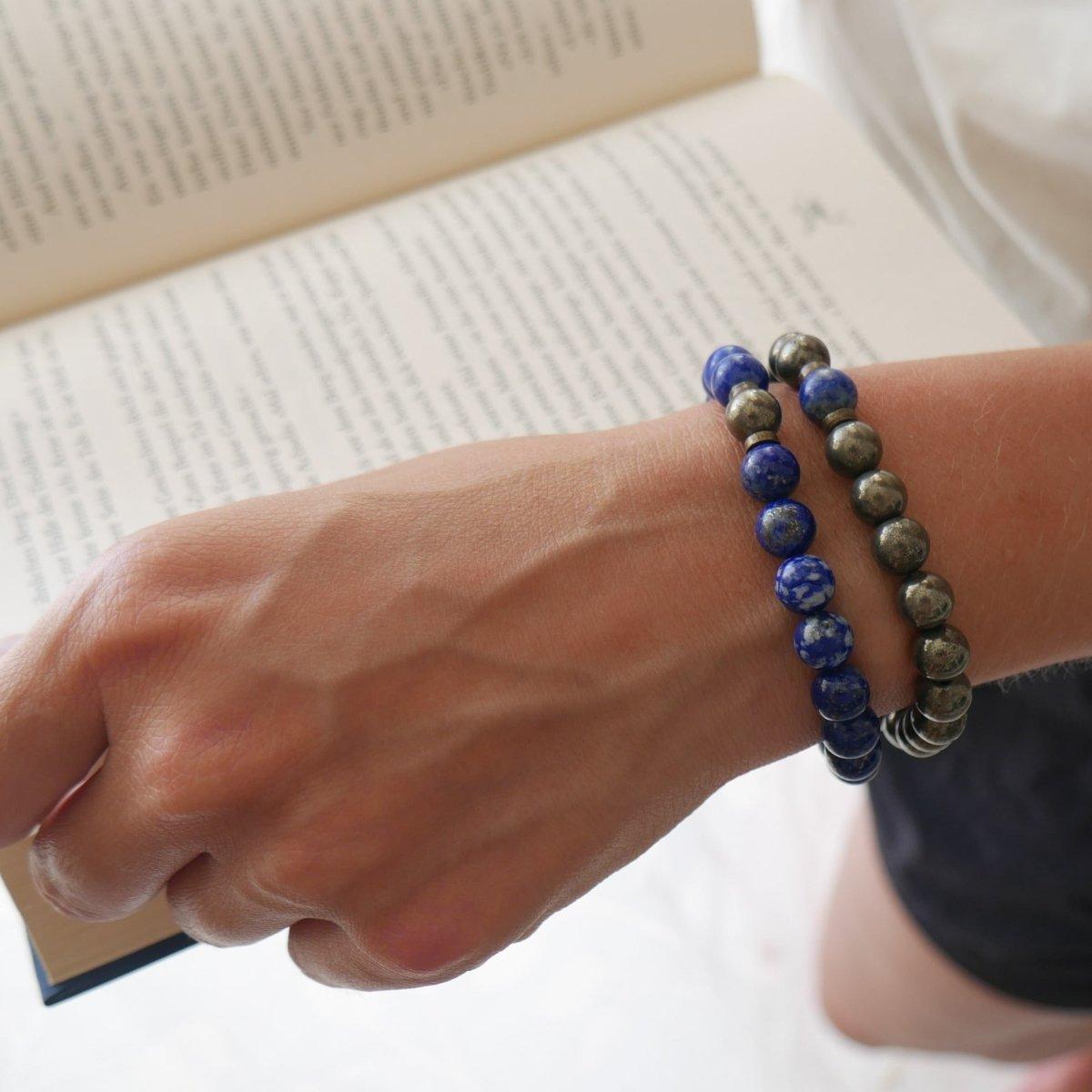 [PIECE RARE] Bracelet "Duo Égyptien" en Lapis Lazuli d'Afghanistan et Pyrite - lespierresdubienetre